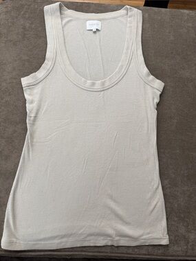 Sundry Cream Ribbed Scoop Tank